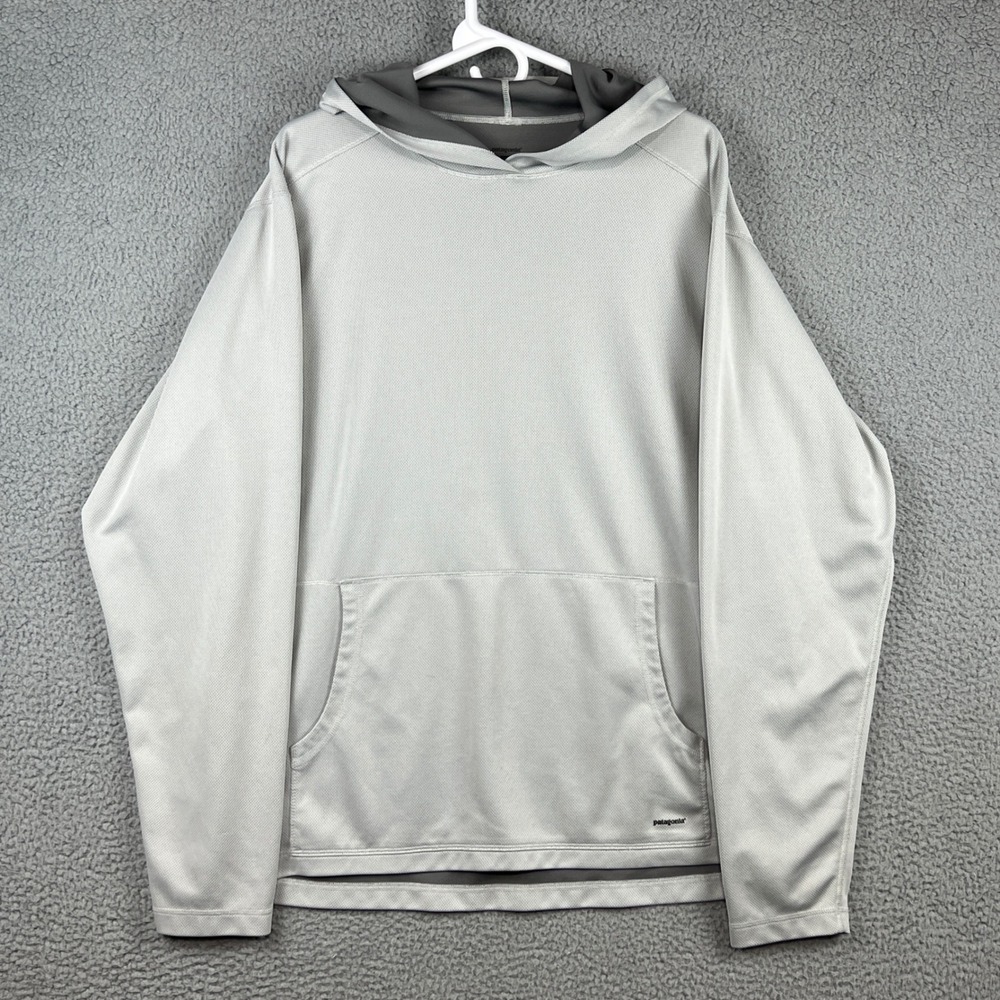 Patagonia Mens Lightweight Long Sleeve Hoodie Gray XL Sun Shirt 26652